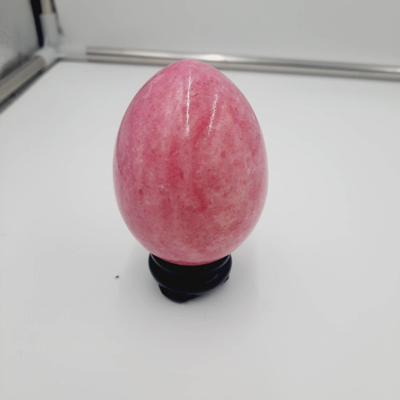 Vtg Pink Sparkle Dk Veins Alabaster Marble Stone  Egg Decorative Easter Spring - Picture 2 of 6